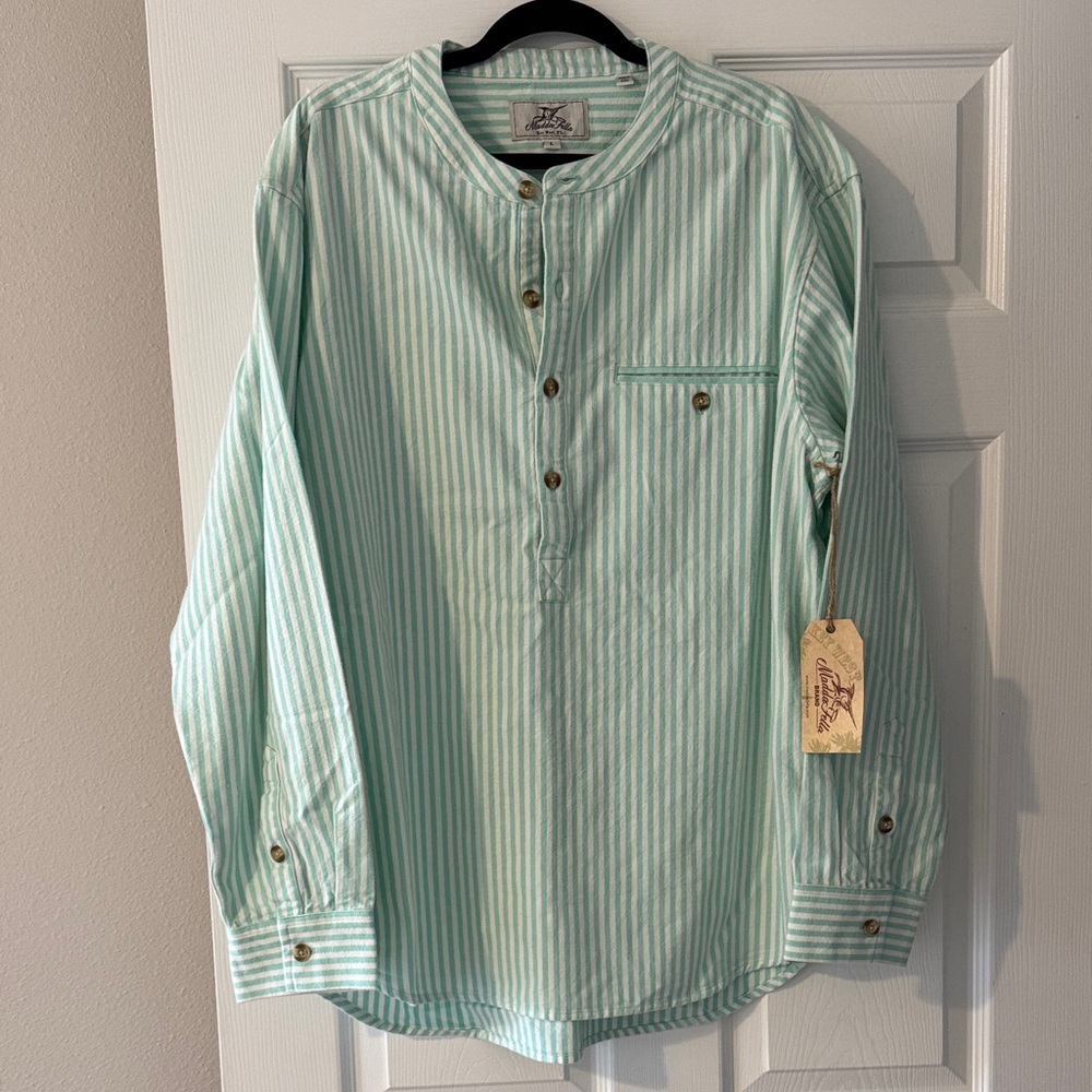 Madda Fella Castaway Collarless Shirt - Mint